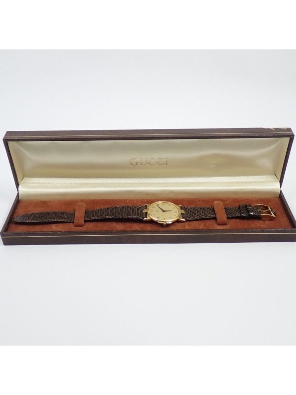 Gucci Quartz Watch Gold Leather - Picture 10 of 10